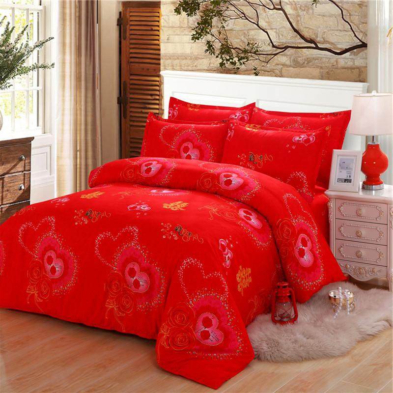 结婚大红色被套单件1.5米婚庆双人加厚棉被罩1.8x2.0x2.3磨毛