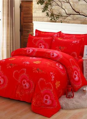 结婚大红色被套单件1.5米婚庆双人加厚棉被罩1.8x2.0x2.3磨毛