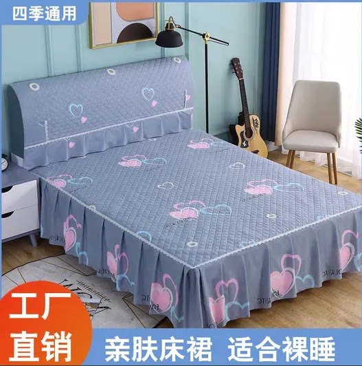 床罩床头罩一体加厚面料韩式公主风床罩床裙两件套床裙四季通用