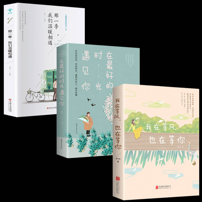 3言情小说3本 在好的时光遇见你+我在等风也在等你 言情小说青春校园小说文学甜宠女生系列 正版书霸道总裁爱情书籍低价清仓包邮