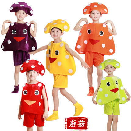 课本剧采蘑菇舞蹈服儿童水果蔬菜演出服红蘑菇鲜菇造型舞台表演服
