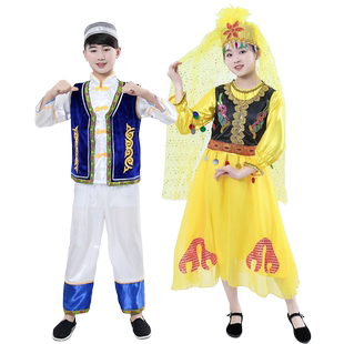 新款儿童56个少数民族演出服柯尔克孜族中国风男女童舞蹈表演服装
