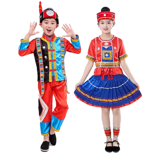 儿童布朗族表演服中国风幼儿少数民族演出服新款男女舞台舞蹈服装