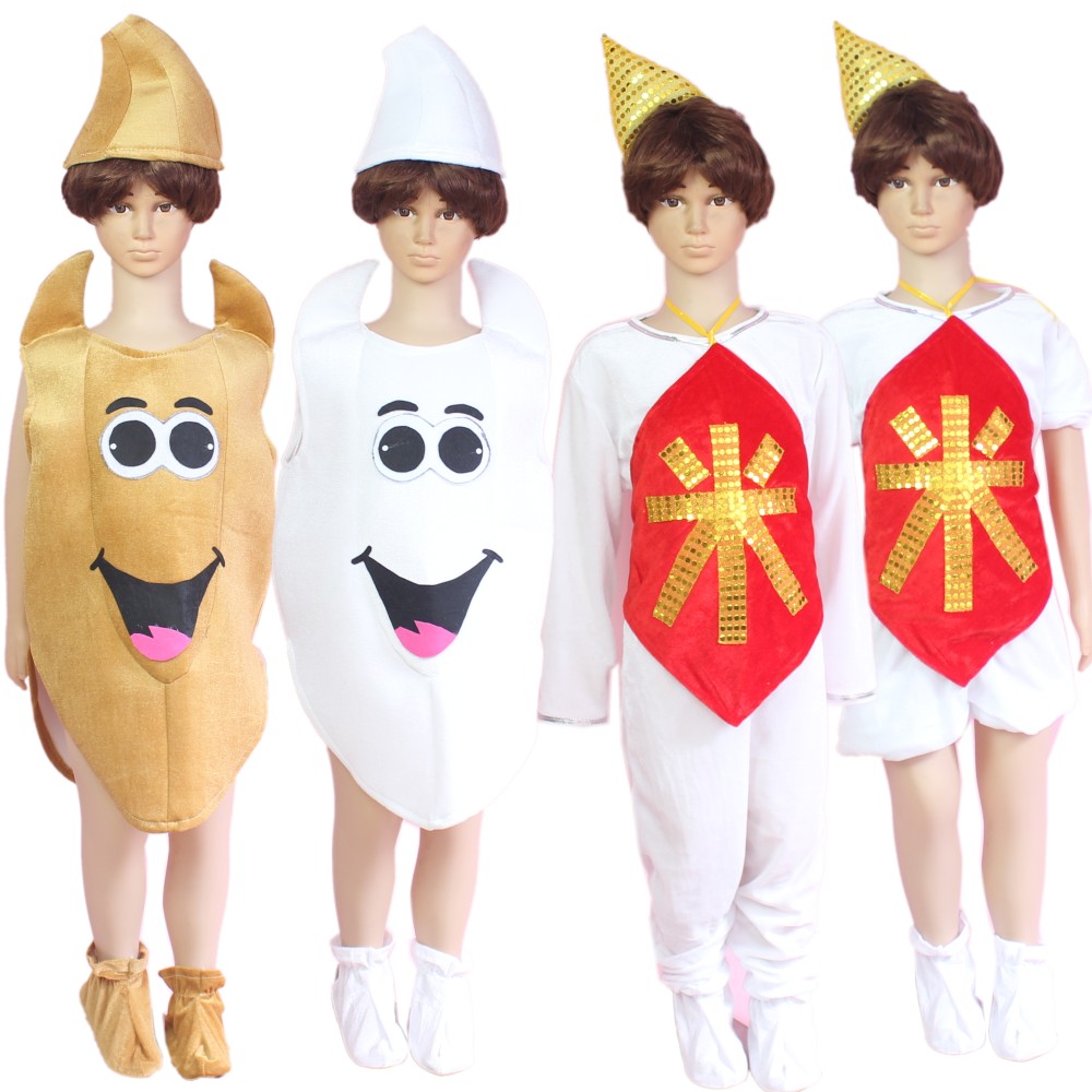 儿童大米粮食米饭光盘行动童谣舞蹈表演服饰小麦稻谷米粒演出服装