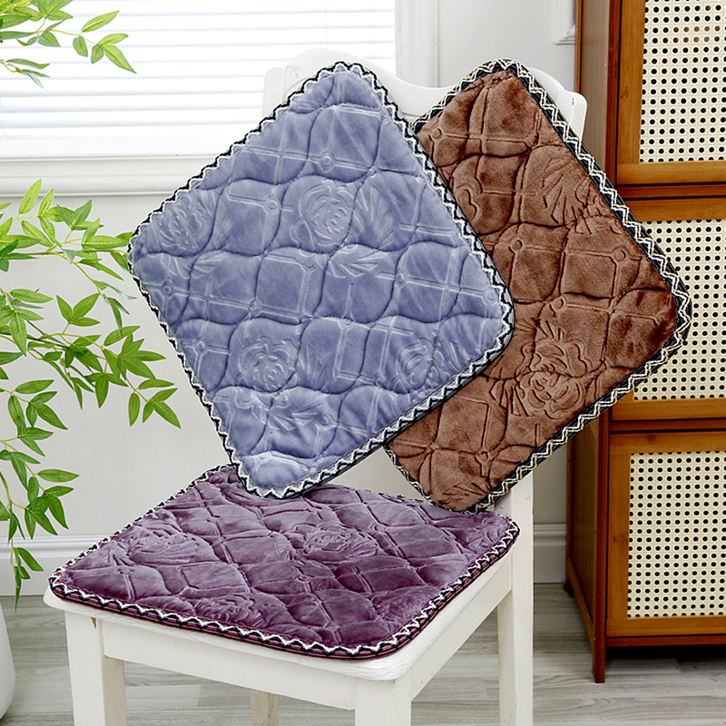 1-10个装牛奶绒坐垫加厚防滑椅子垫家用椅子垫餐厅实木椅子保暖垫