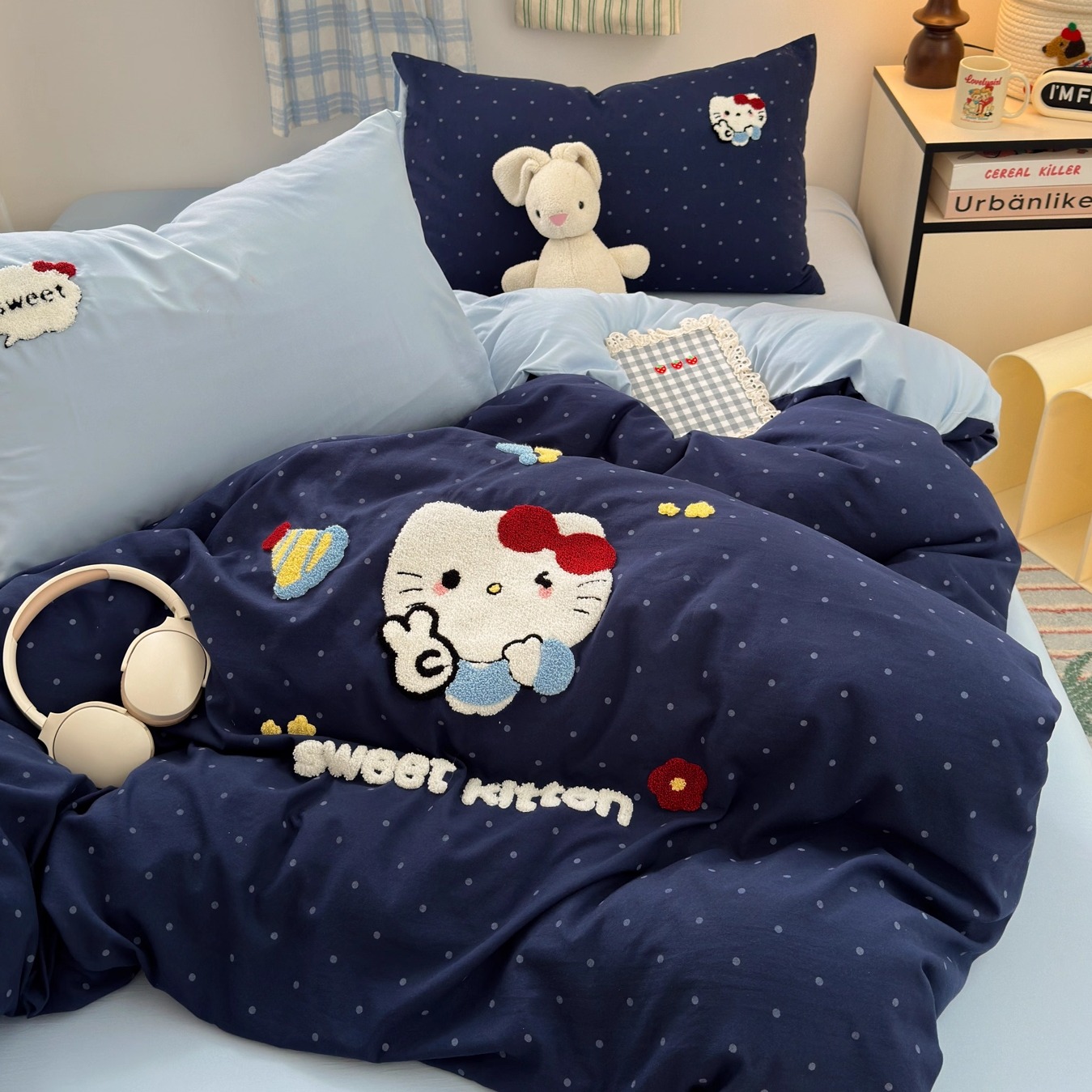 ins可爱kt猫毛巾绣四件套儿童