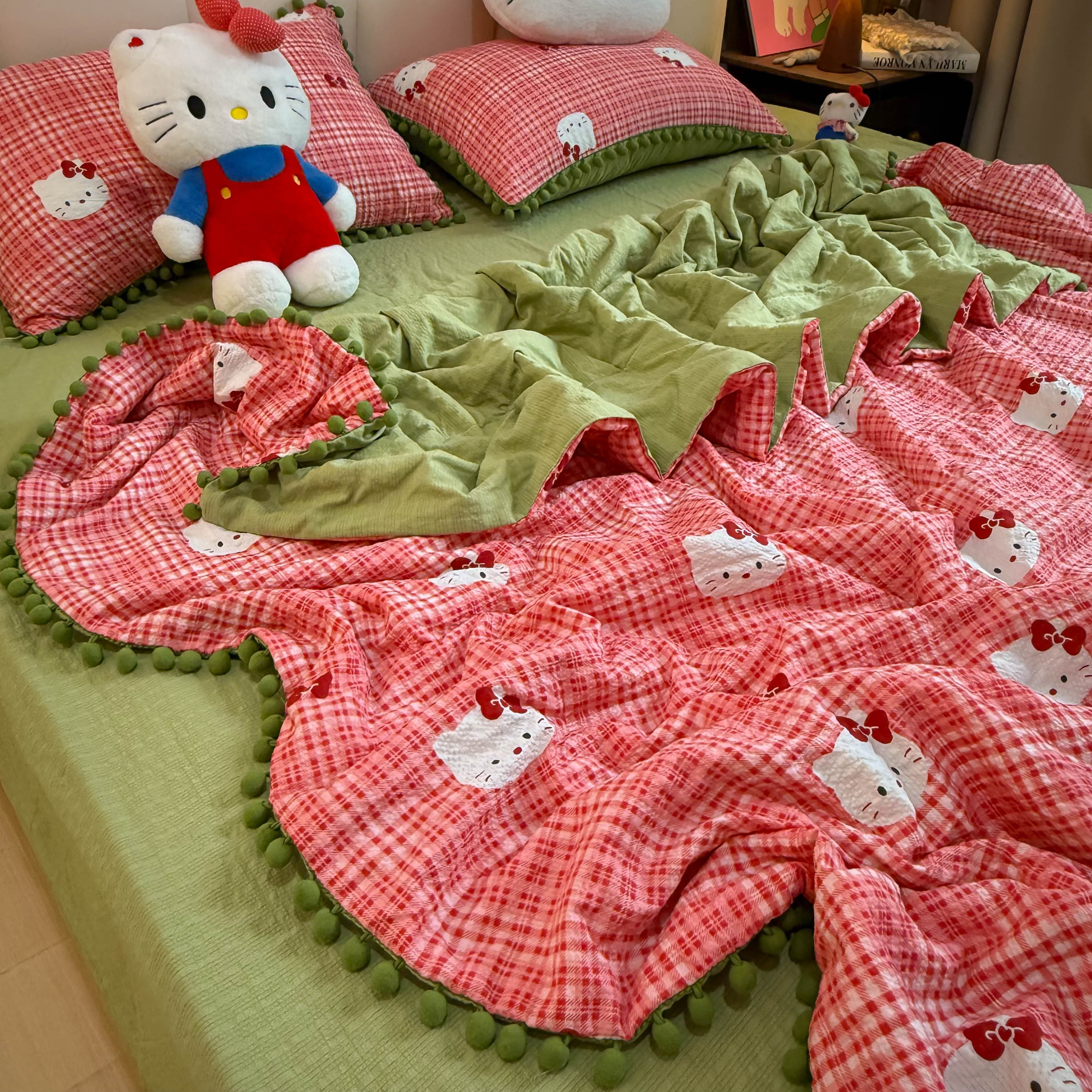 26新款格子猫咪毛球款夏凉被单件