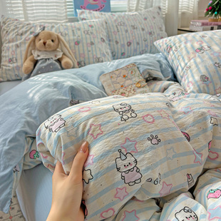 ins双层纱被套单件单人非全棉纯棉被罩200x230cm2026新款 三四件套