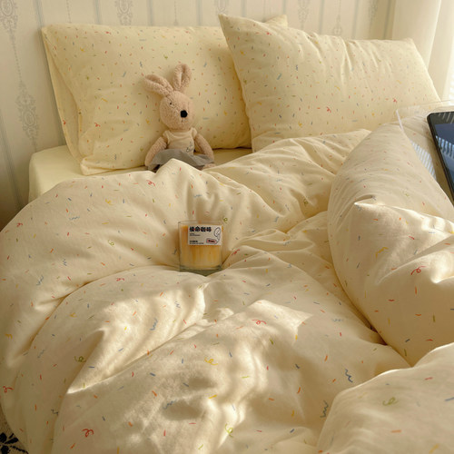 奶油系水洗棉床上四件套夏季床品
