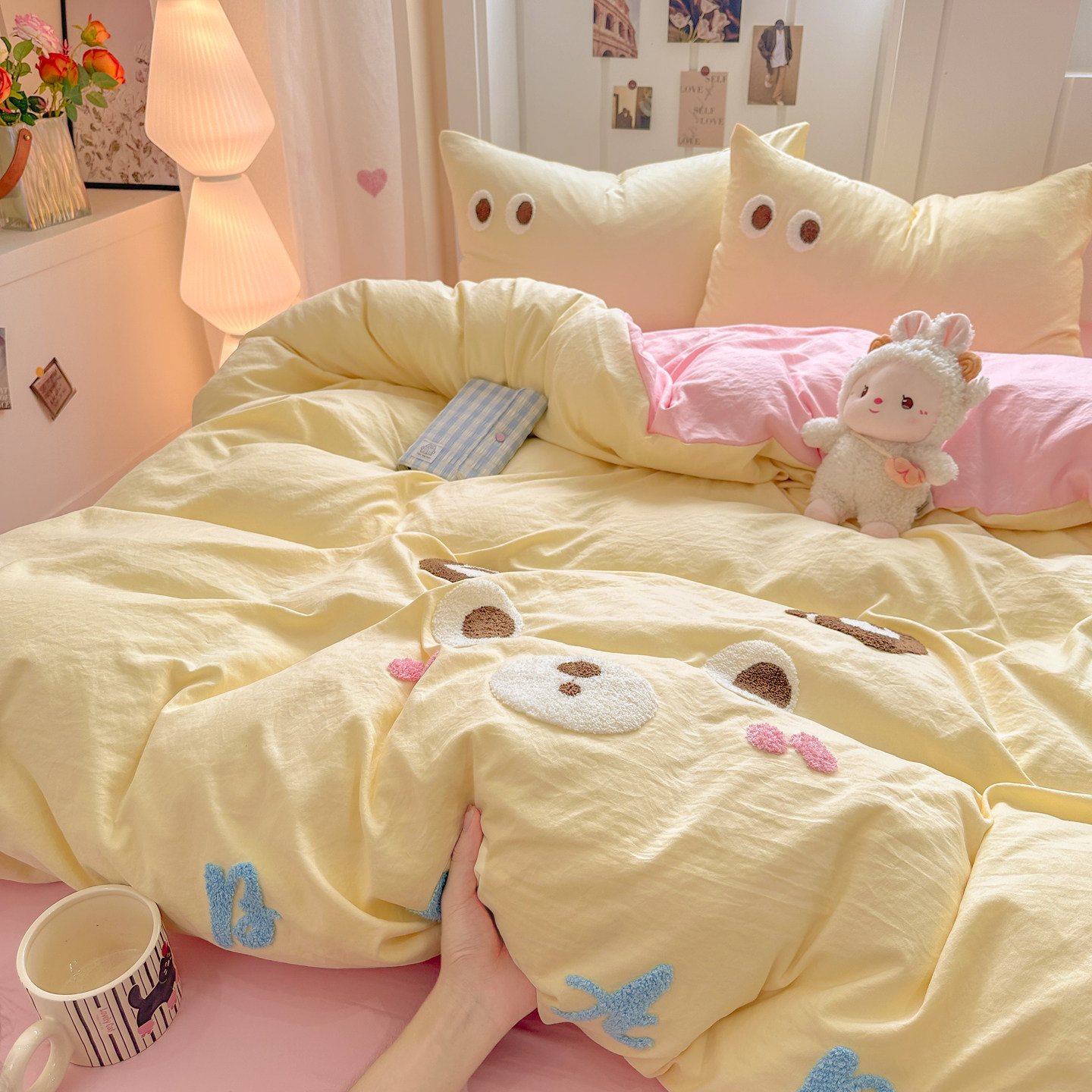 卡通奶油风水洗棉床单四件套儿童床品被套宿舍床上三件套非全纯棉,床上用品,床品套件/四件套/多件套,淘宝优惠券,粉丝福利购,淘宝优惠卷