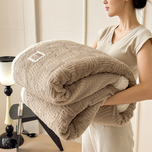双层加厚兔兔绒毛毯羊羔绒盖毯秋冬季 单人珊瑚绒沙发毯子 2025新款