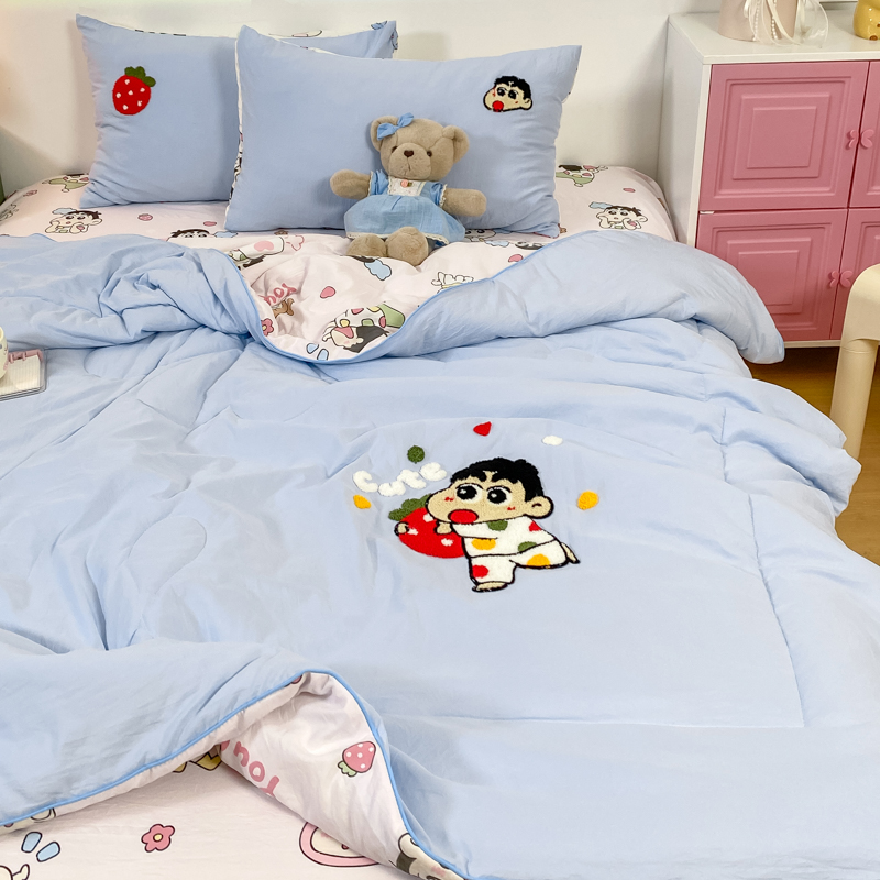 卡通蜡笔小新夏凉被四件套儿童非全棉纯棉宿舍空调被子单双人夏被
