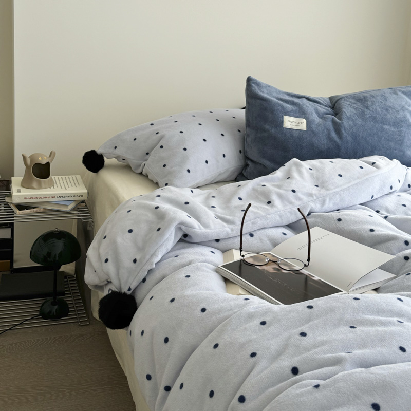 混搭ins风牛奶绒床上四件套2025