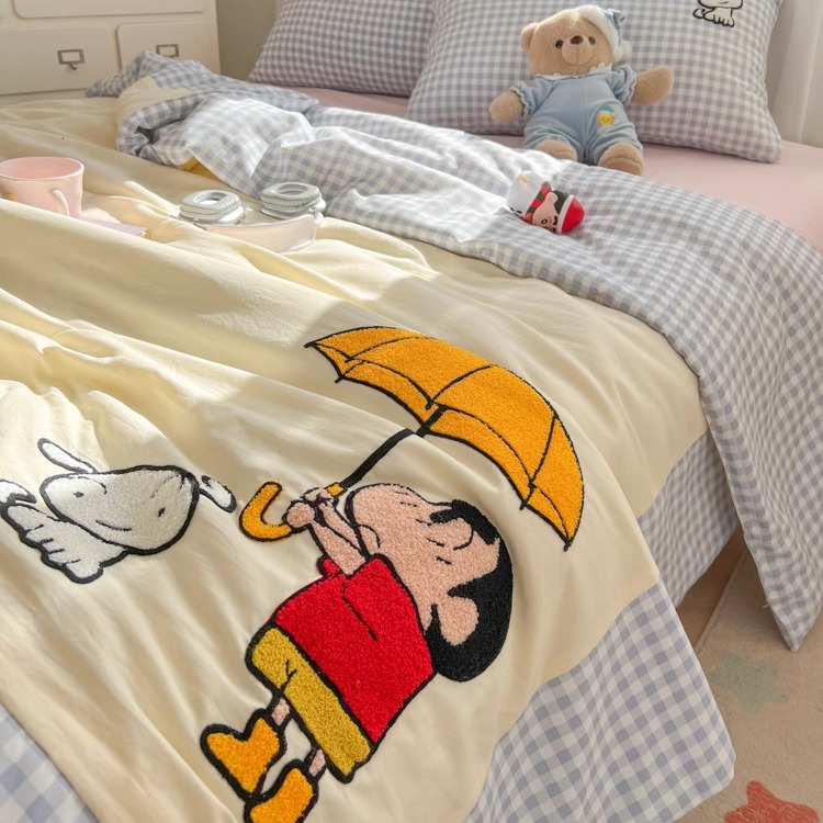 蜡笔小新毛巾绣夏凉被四件套单双人宿舍空调被子非全棉纯棉可机洗