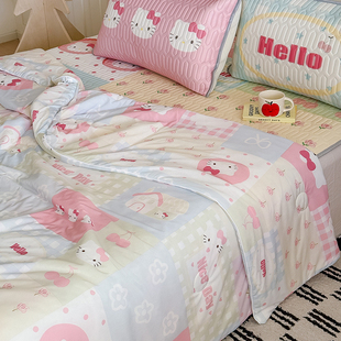 少女心KT猫夏凉被夏天卡通凉感冰丝夏被单双人可机洗空调被子薄款