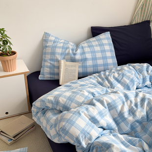 ins韩系双层纱四件套2025新款 宿舍床上三件套非全纯棉被套床单笠3