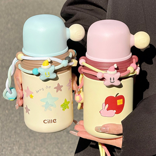 希乐卡通保温杯女生高颜值便携学生水杯可爱少女心大容量茶水分离