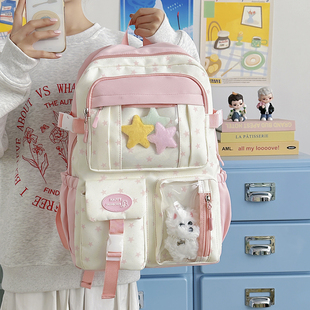 书包女2026新款轻便小学生3-6年级透明双肩包学院风初中生女背包