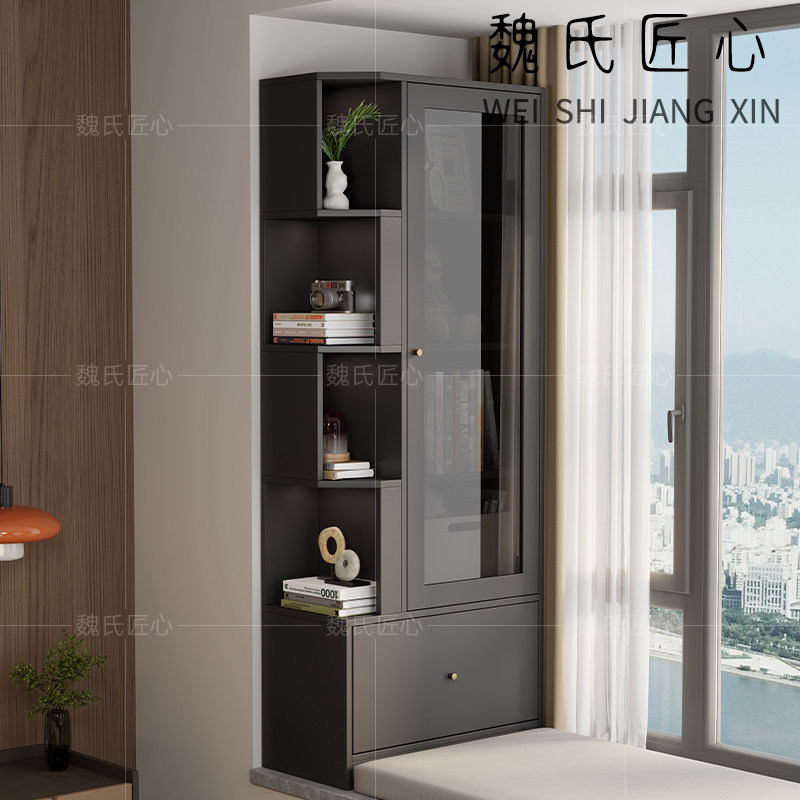 实木飘窗柜储物柜阳台立柜收纳置物柜卧室家用拐角书柜储物柜定制,住宅家具,飘窗柜,淘宝优惠券,粉丝福利购,淘宝优惠卷