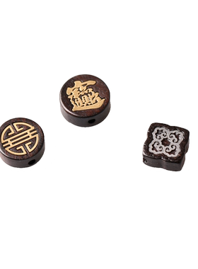 黑檀木镶嵌白铜款式饰品钥匙扣