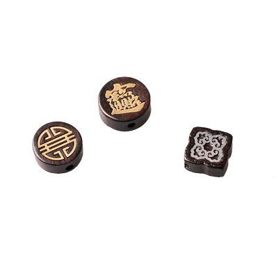 黑檀木镶嵌白铜款式饰品钥匙扣