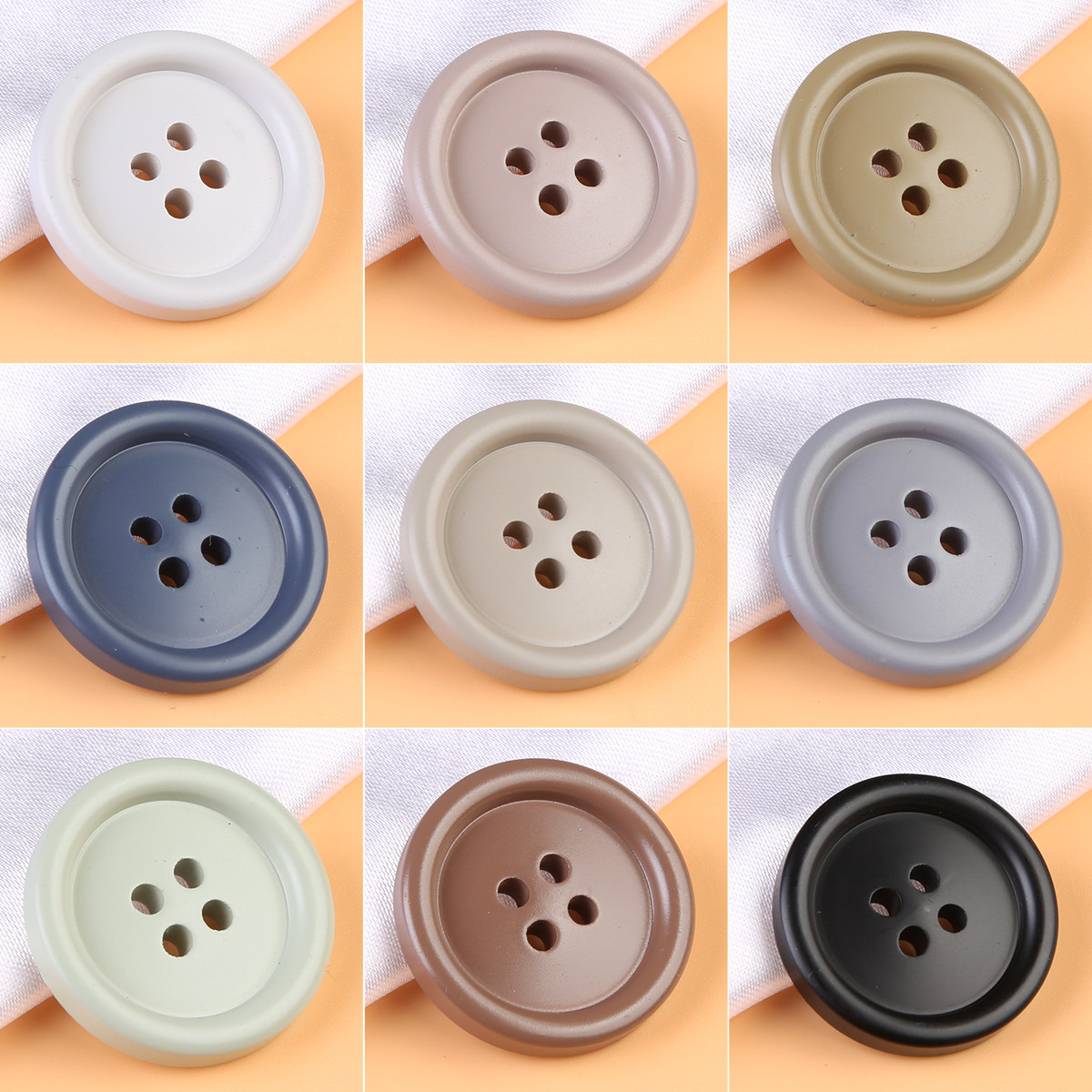 圆形四眼彩色大衣装饰纽扣风衣毛衣外套毛呢钮扣男女西服衣服扣子