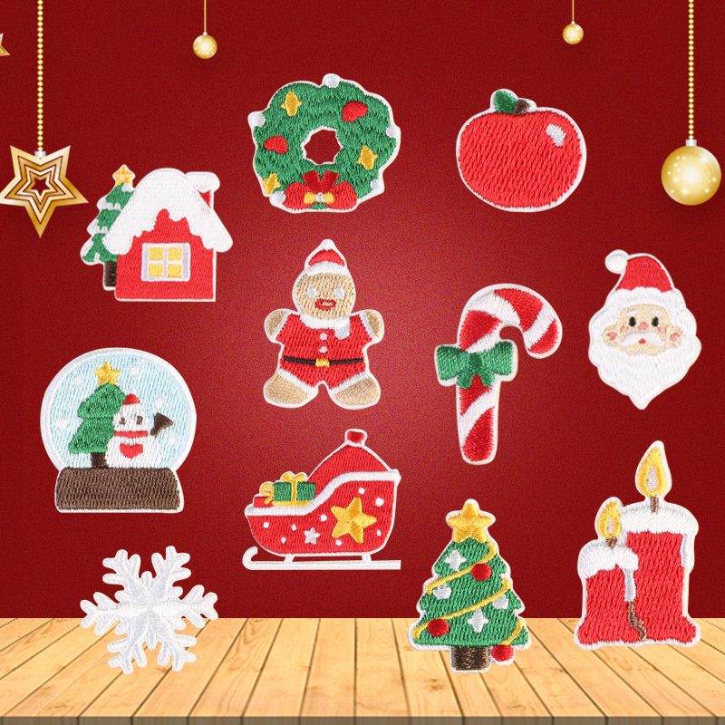 刺绣圣诞节平安夜自粘布贴