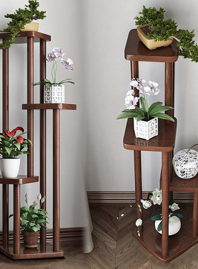 花架子简易室内实木花盆架客厅落地式吊兰架仿古花几中式阳台花架
