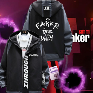 SKT 外套S14全球总决赛连帽夹克上衣衣服dt T1战队服FAKER同款