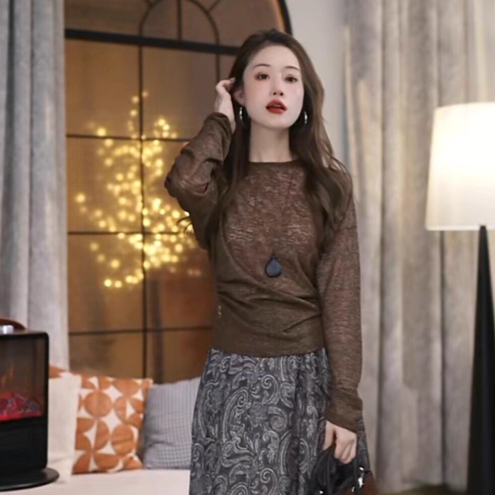 同裳高端定制针织套头小衫显瘦气质长袖法式时尚复古秋季8-321