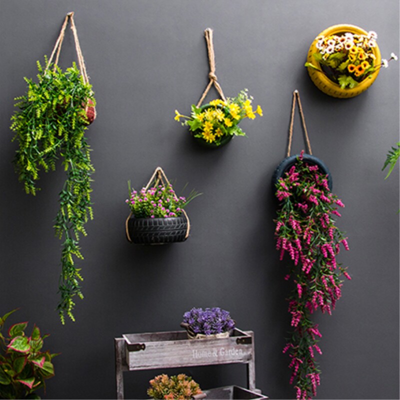 创意彩色汽车轮胎花盆花篮壁饰 吊顶仿真花藤盆栽led灯火树花盆景在类目 家居饰品, 壁饰中 - 来自Buy2taobao.com提供专业的淘宝代购服务