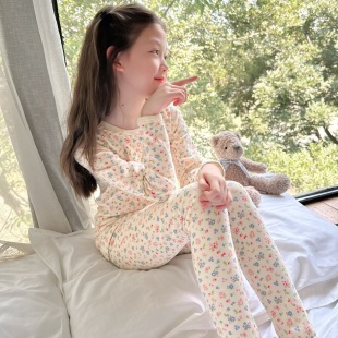 套装 洋气小腔调 无骨磨毛保暖内衣内裤 儿童秋衣秋裤 宝宝睡衣 韩版