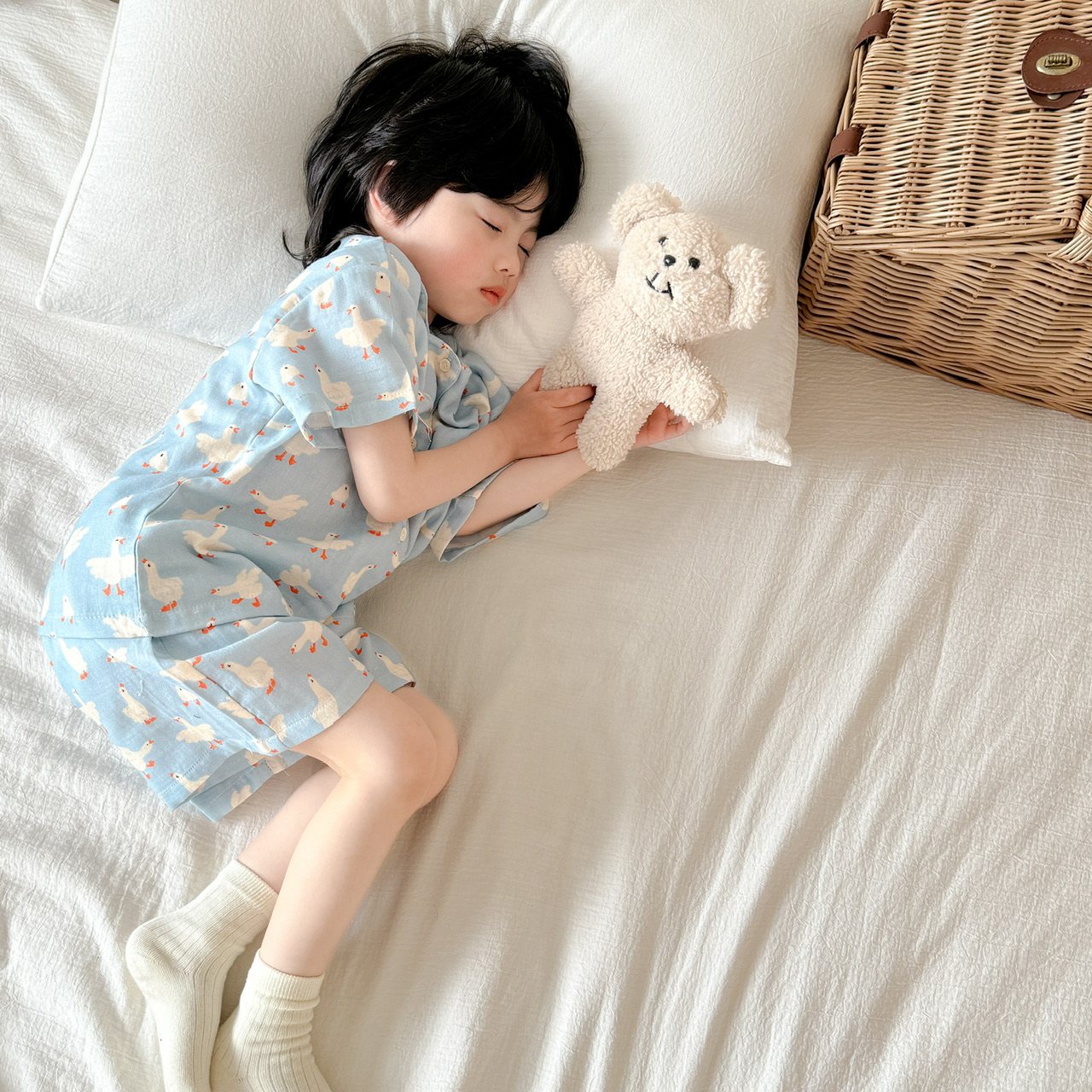 安睡小天使~2025夏季儿童纯棉纱布睡衣宝宝防踢空调服亲子家居服