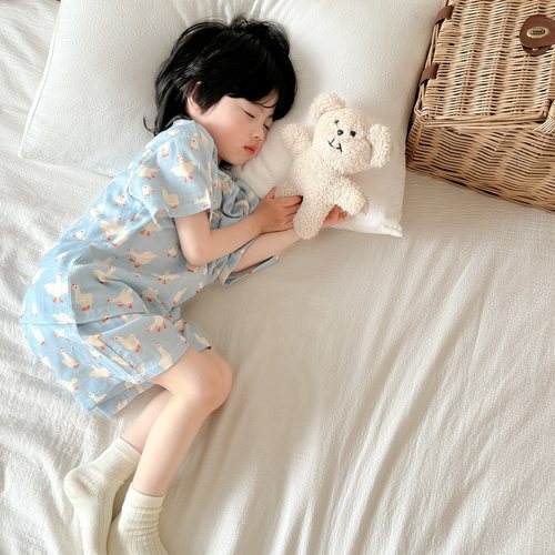 夏季儿童纱布睡衣宝宝防踢空调服