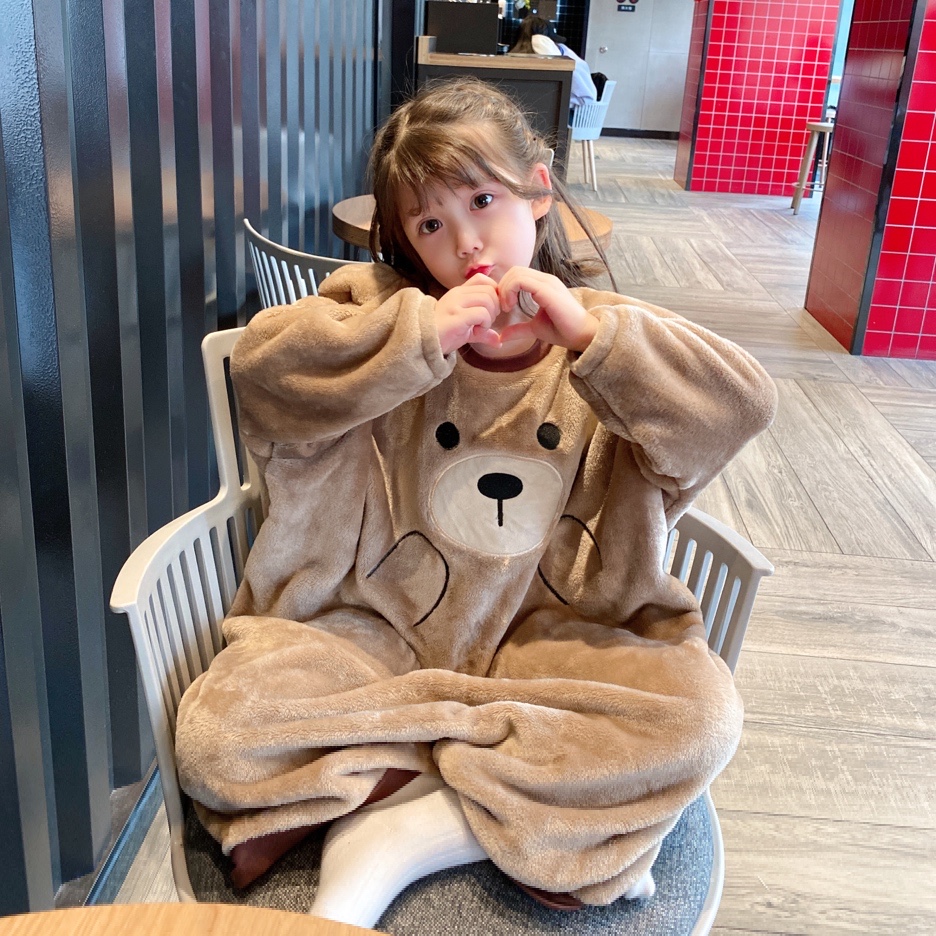 儿童睡裙法兰绒家居裙卡通睡袍