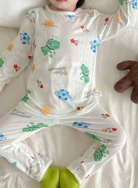 男童恐龙竹纤维家居服儿童卡通秋