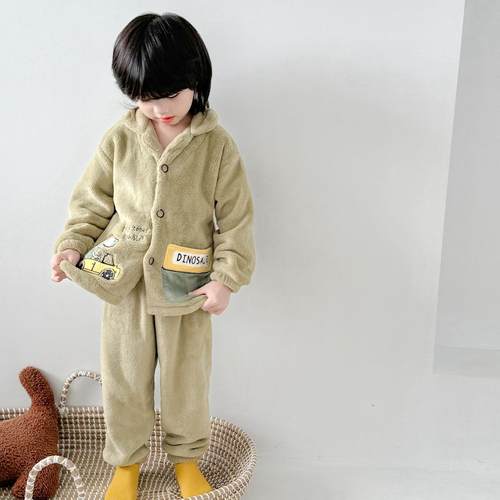 高品质A类儿童法兰绒家居服秋冬