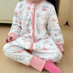 秋冬纯棉薄款女童睡袋高品质A类100%全棉无骨防踢被男宝连体睡衣