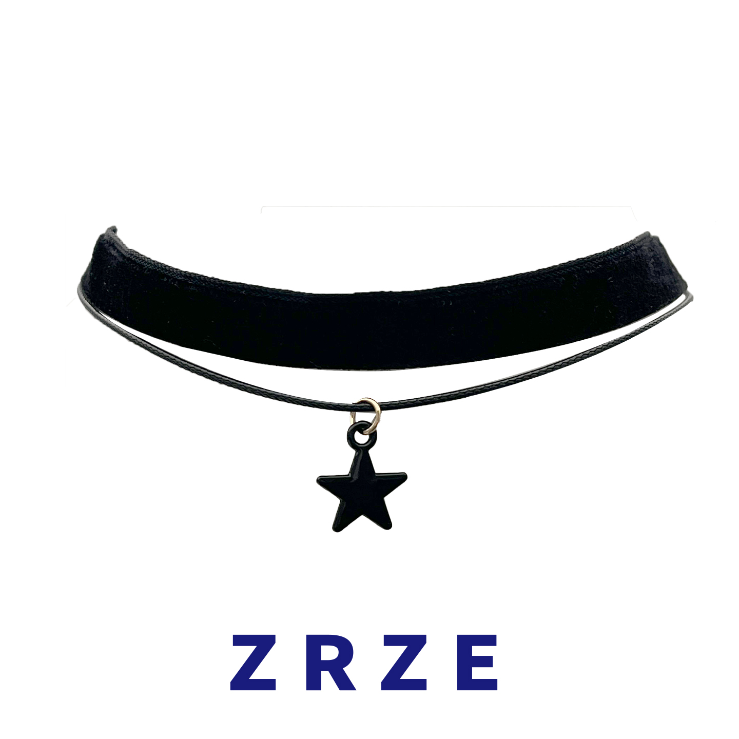 韩国ZRZE 黑色星星皮绳项链choker甜酷辣妹颈链Y2K风锁骨链纯欲暗