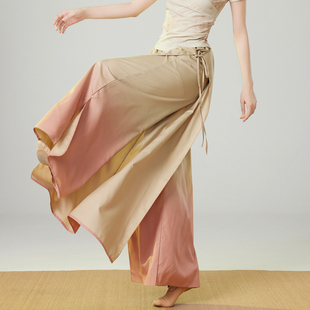 渐变舞蹈裤女双层开叉飘逸仙气中国现代古典舞练功服装跳舞表演服