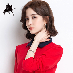 純棉有翻領(lǐng)t恤定制印logo休閑寬松工作服文化衫 polo衫 女長袖 春裝