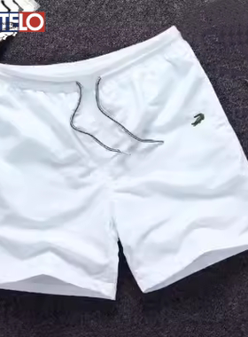 卡帝乐鳄鱼短裤男白色夏季新款运动五分裤户外健身短裤速干沙滩裤