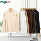 卡帝乐鳄鱼秋冬男女双面德绒长袖 时尚 中高领打底衣半高领常规T恤