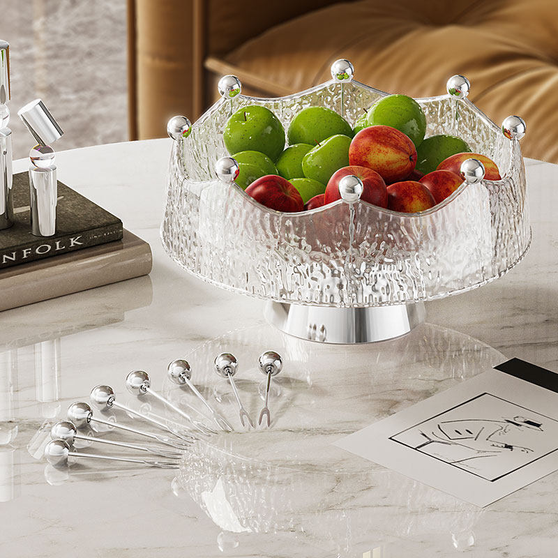 2026新款创意高脚果盘带叉家用客厅茶几零食干果摆放盘前台糖果盘,餐饮具,果盆/果盘/果篮,淘宝优惠券,粉丝福利购,淘宝优惠卷