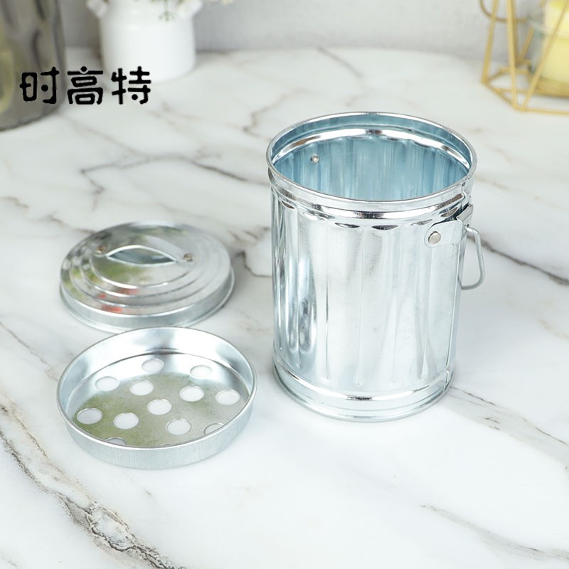 进口烟灰缸家用带盖防风创意潮流客厅卧室ins金属烟缸防摔可水洗