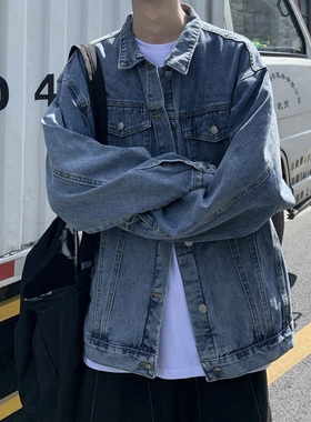 工装牛仔外套男春秋季百搭新款韩版ins宽松bf港风秋装复古夹克潮