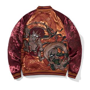 2025sukajan丝卡将风雷神横须贺夹克重工刺绣男女个性棒球服外套