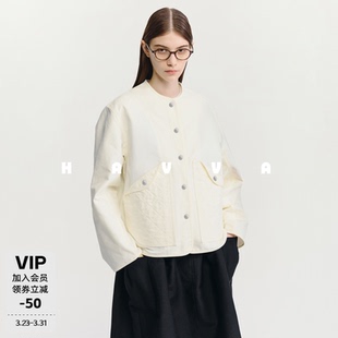 HAVVA圆领大口袋宽松外套利落剪裁显瘦女士上衣2026春季 4269