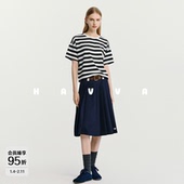 拼色条纹短袖 T恤女落肩宽松半袖 上衣2026春夏季 HAVVA经典 1419