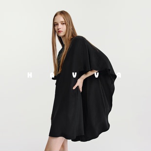 显气质女士裙子2025夏Q3 修身 2071 连衣裙短款 HAVVA简约高级感短袖